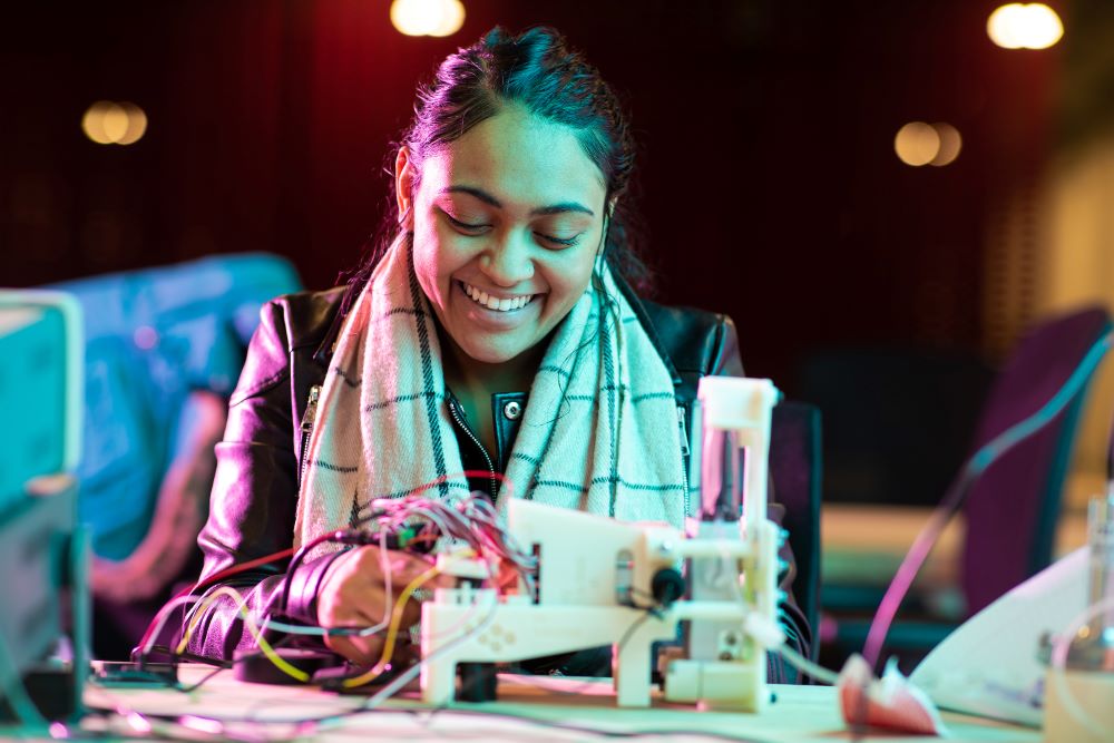 Engineering student working on a course project.